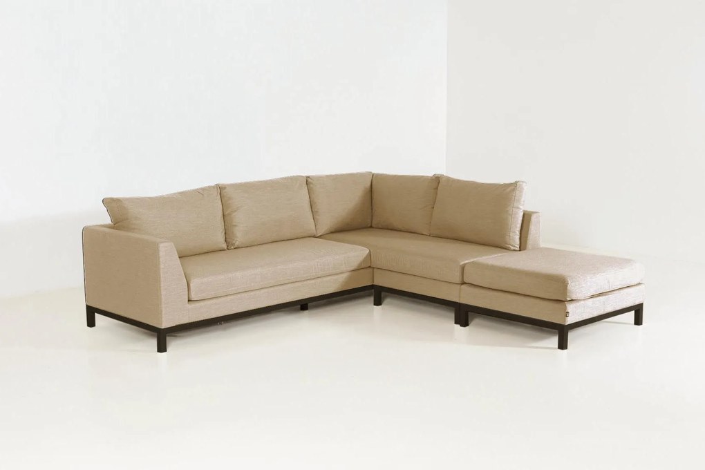 Flow. Square chaise sofa heather beige links All Weather loungeset Beige Sunbrella loungeset Chaise longue loungeset outdoor textiel - weerbestendig