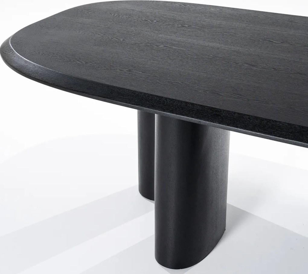 Organische Vorm Eettafel Zwart Hout 300x120 Cm - 300 X 120cm.