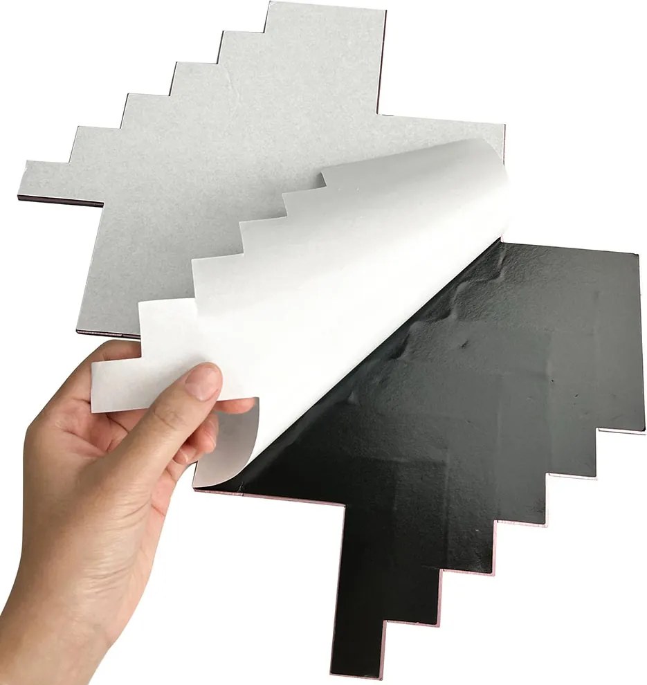 Zelfklevend Mozaiek Visgraat Goud - 25.5 cm x 31.8 cm x 0.40 cm | 0.5 kg | Paneli zelfklevende steenstrips