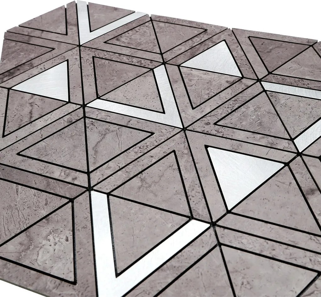 Zelfklevende Mozaïektegels Metaal | Driehoek Grijs Zilver | 28,7×33,1 cm | Keuken, Bad & WC