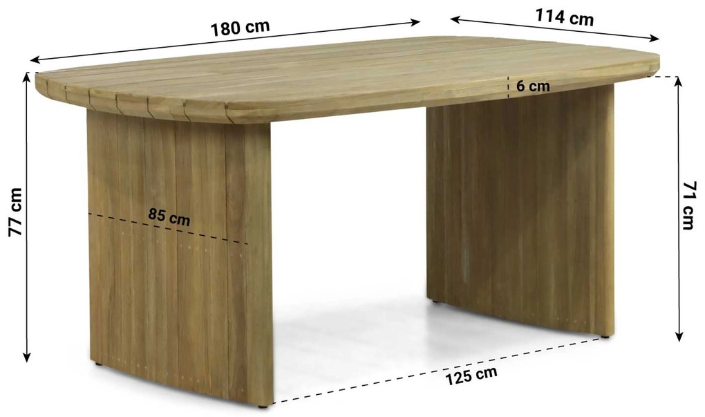 Dining Tuintafel 180 x 115 cm Teak Old teak greywash Falcon