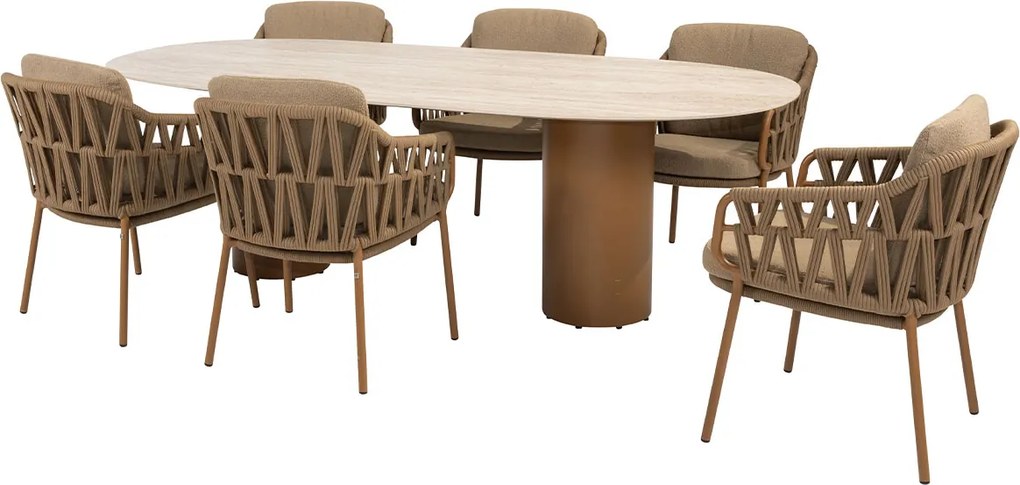 4 Seasons Biarritz tuinset 7-delig amber - Colorado tuintafel 240x105 cm ovaal