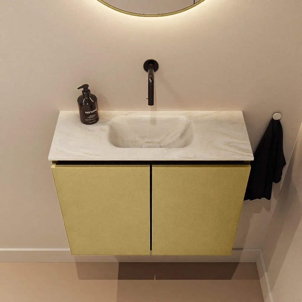 Mondiaz Ture DLux toiletmeubel 60cm oro met wastafel ostra midden zonder kraangat