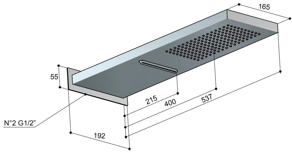 Hotbath Mate M193 opbouw hoofddouche met waterval geborsteld nikkel