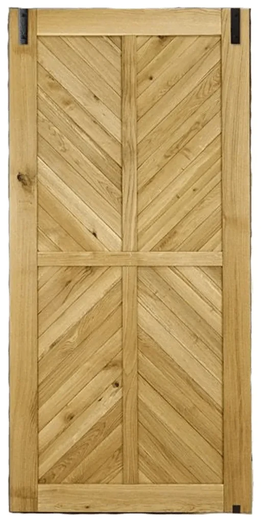 Houten Schuifdeur Eiken Chevron Line 210x100 Onbehandeld - Zwart - Incl. Rails