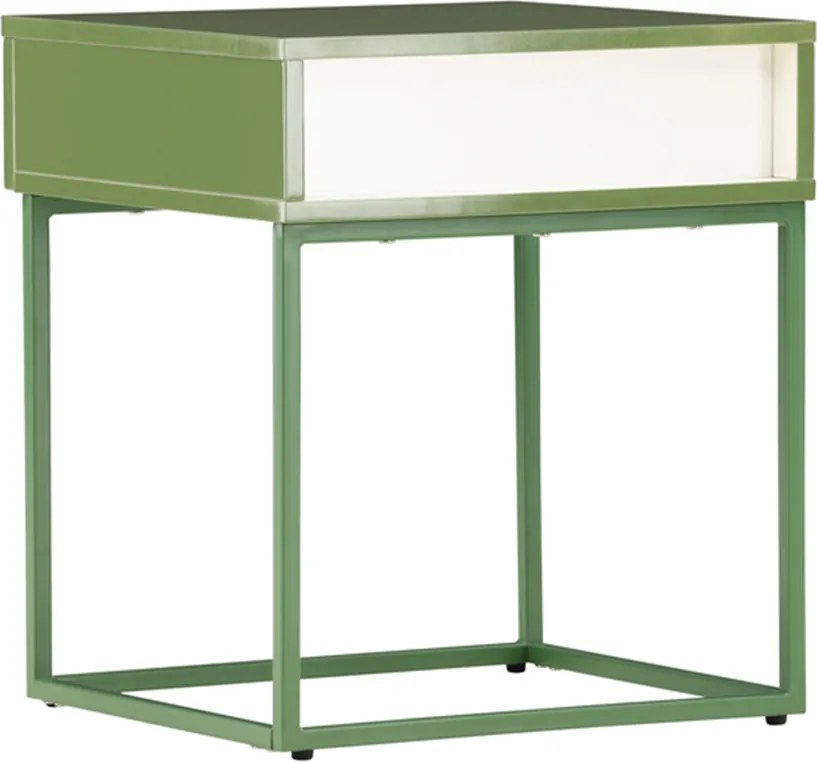 Metalen Nachtkastje Met Lade Groen - 41x41x50cm.