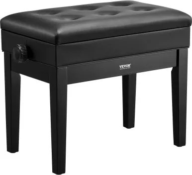 VEVOR Pianobank, 56 x 34 x 49 cm, Pianobank, Keyboard Pianostoel, 49-58 cm Hoogte Verstelbaar, Gevoerd Kussen, Opbergvak voor Muziekboeken, Houten Pianokrukzitting, voor Kaptafel, Woonkamer
