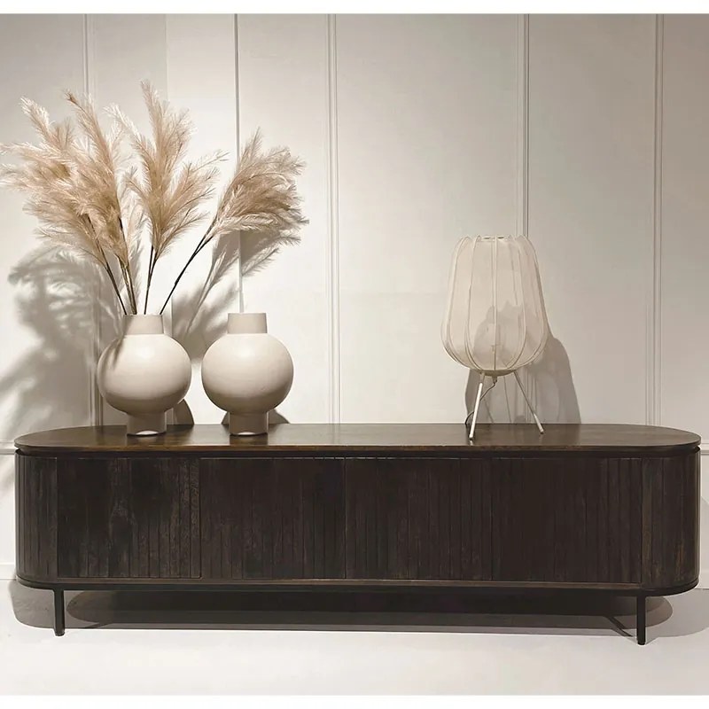 Noor Tv-meubel 210cm Walnoot | Livingfurn | Hout & Mangohout | Donkerbruin   | Mangohouten TV Meubel | Cavetown