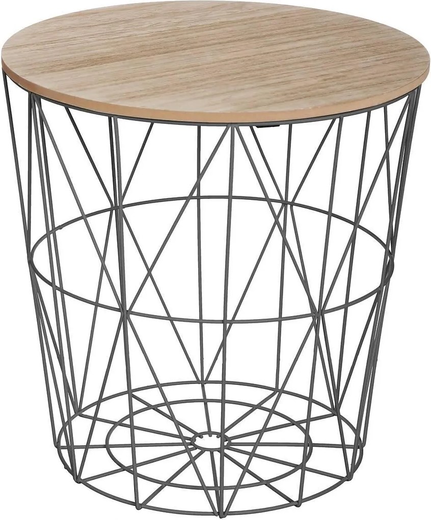 Atmosphera zwarte bijzettafel 'Kumi' met metalen poten - Diameter 39,5 x H41 cm