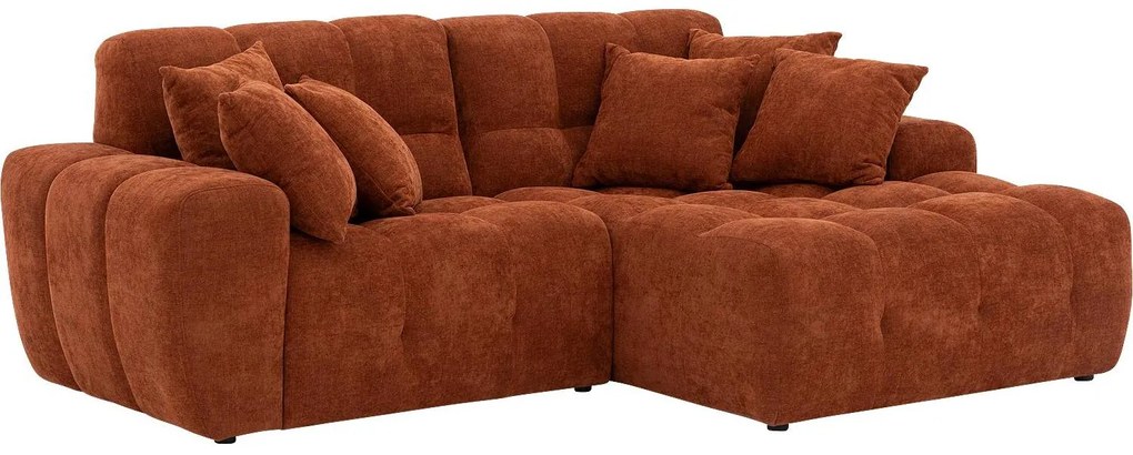 Goossens Excellent Bank Kubus - 30 X 30 Cm Stiksel rood, stof, 1,5-zits, modern design met chaise longue links
