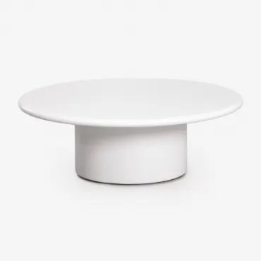 Ronde Salontafel Van Cement Namara Ø90 Cm & Wit - Sklum