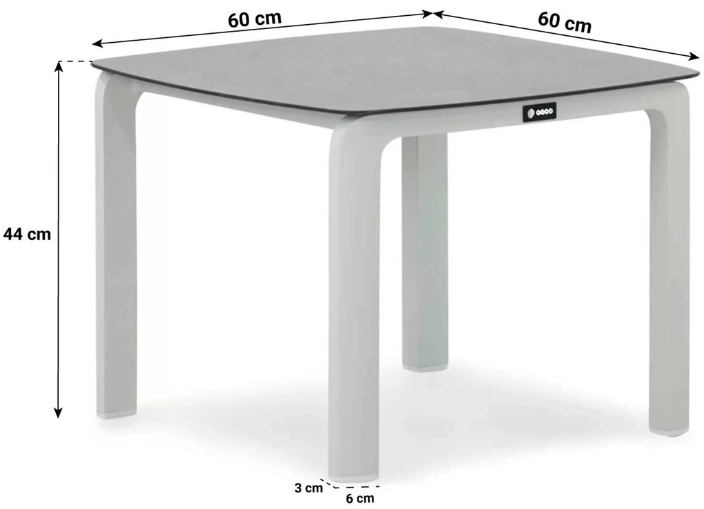 Bistroset 2 personen 60 cm Aluminium/rope Wit Coco Valentino/Avellino