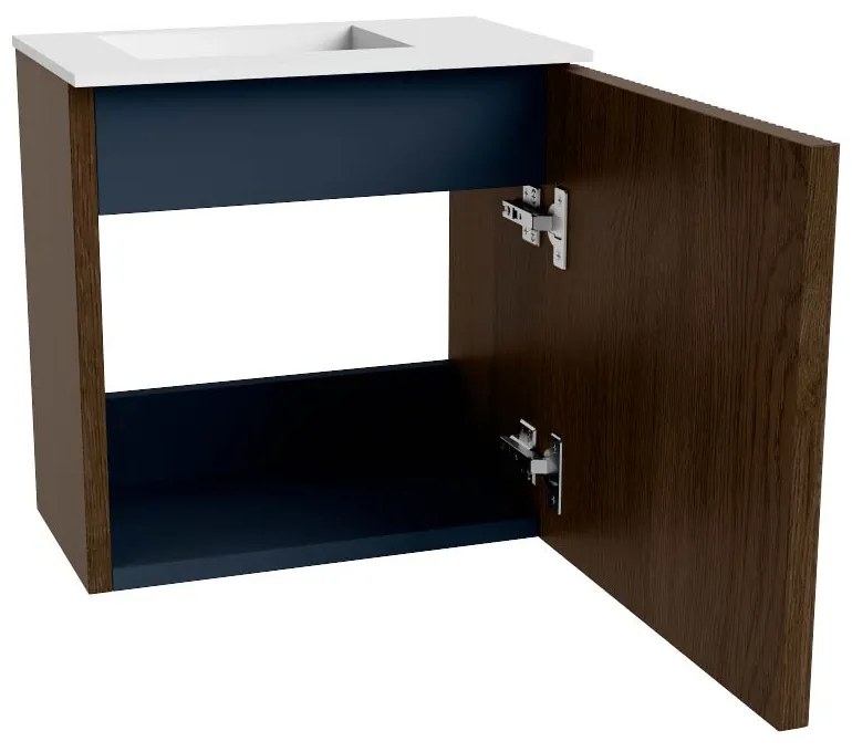 Mondiaz Joya 40cm toiletmeubel walnut met wastafel faye links zonder kraangat talc