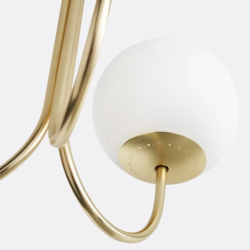 Hanglamp in messing en opaline glas, Moricio