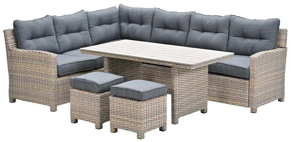 Garden Impressions Alaska lounge dining set 6-delig links - light teak vironwood