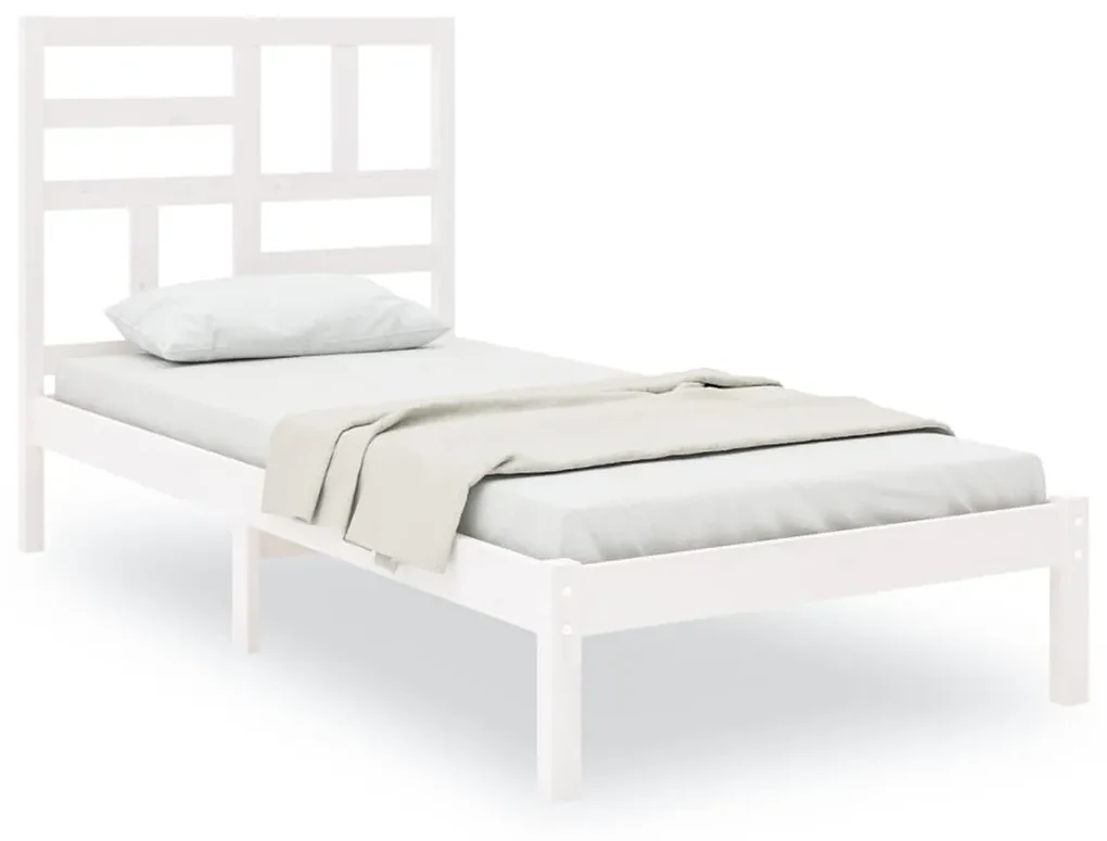 vidaXL Bedframe massief hout wit 100x200 cm
