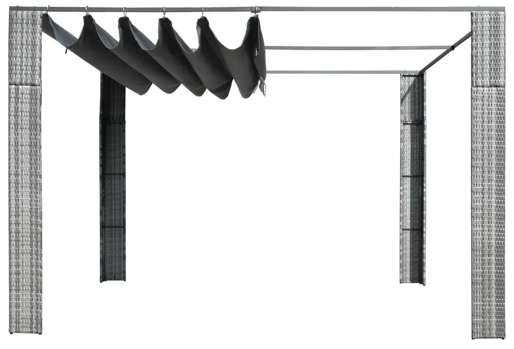 vidaXL Prieel met dak 300x300x200 cm poly rattan grijs en antraciet