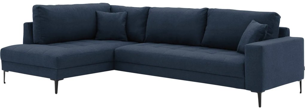 Goossens Bank Coco blauw, stof, 2-zits, stijlvol landelijk met ligelement links