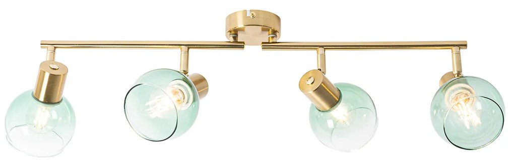 Art Deco spot goud met groen glas 4-lichts - Vidro