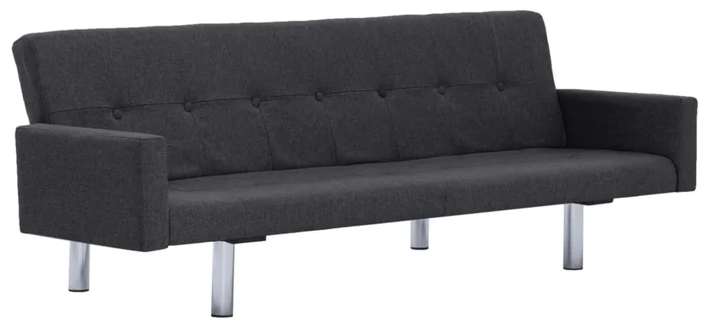 vidaXL Slaapbank met armleuning polyester donkergrijs