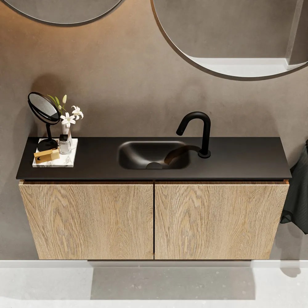 Mondiaz Ture 100cm toiletmeubel washed oak met wastafel urban midden 1 kraangat