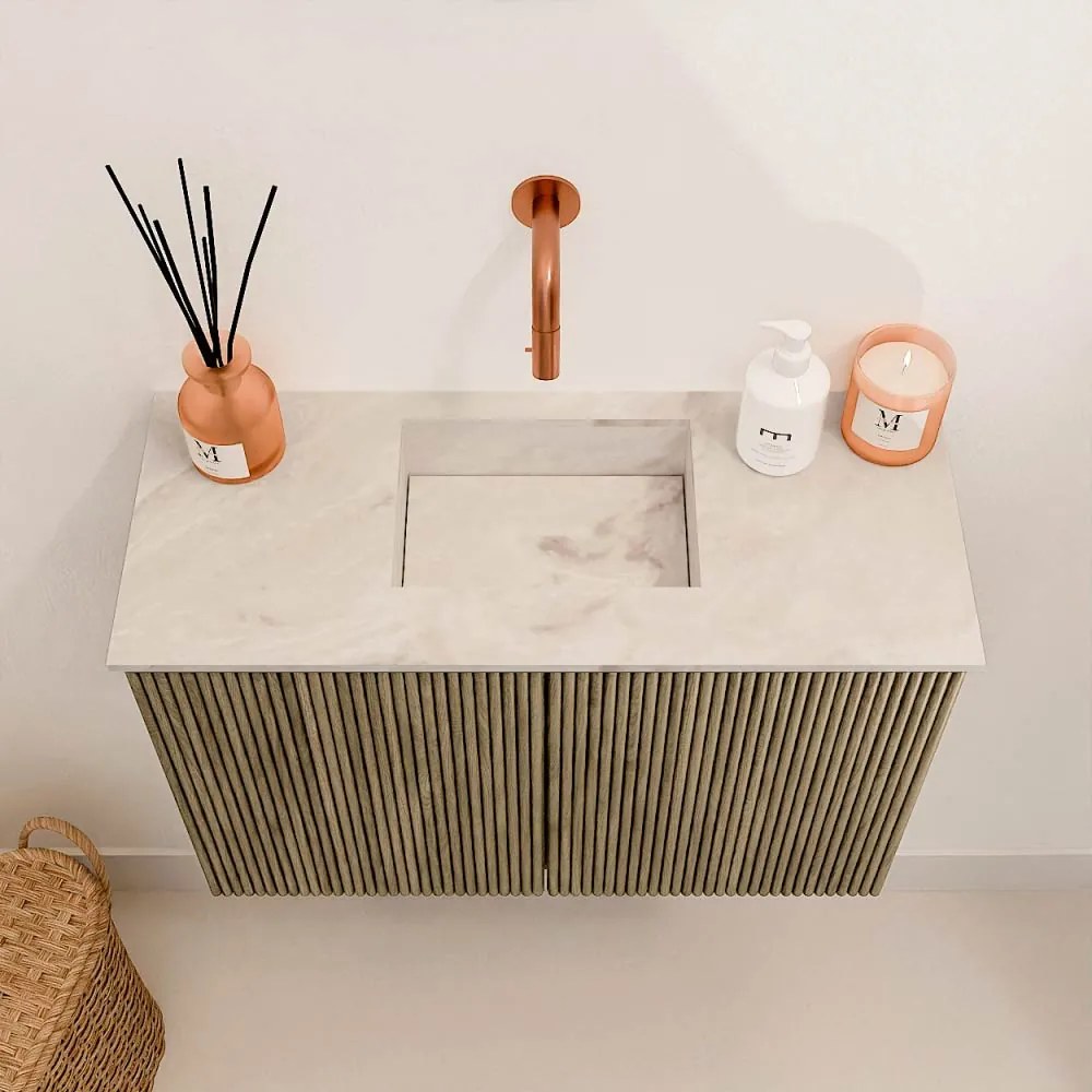 Mondiaz Joya DLux 60cm toiletmeubel dusk met wastafel faye midden zonder kraangat frappe