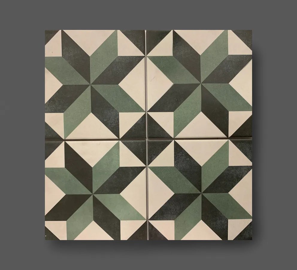 Vloertegel 15x15 Cm Bloemen Patroon Groen Wit A151
