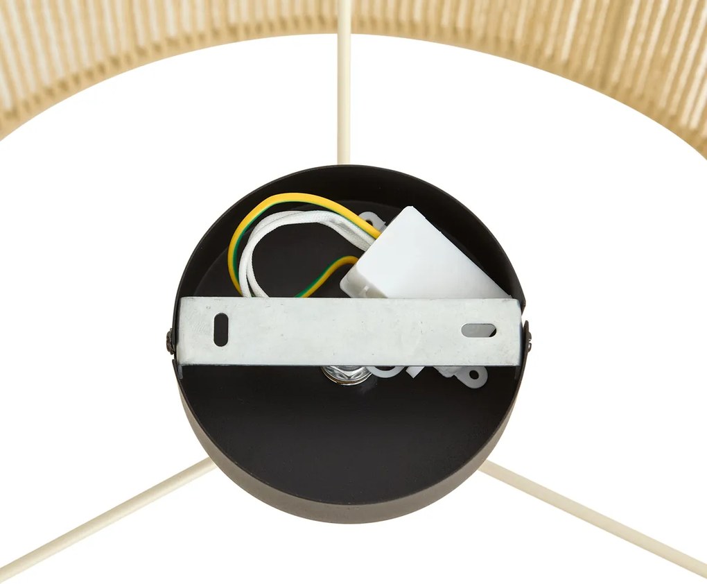 Plafondlamp zwart met beige papieren kap 50/50/25 - Combi