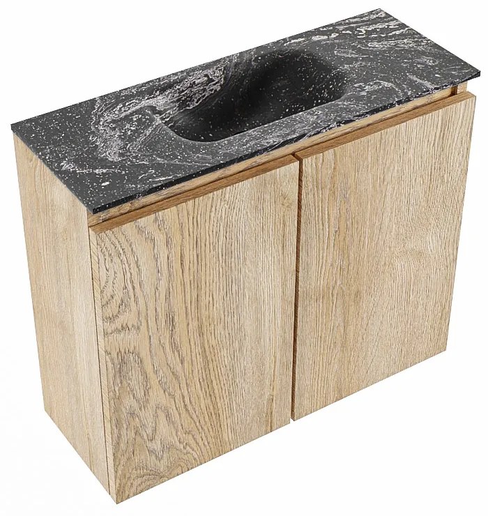 Mondiaz Ture DLux toiletmeubel 60cm washed oak met wastafel lava midden zonder kraangat