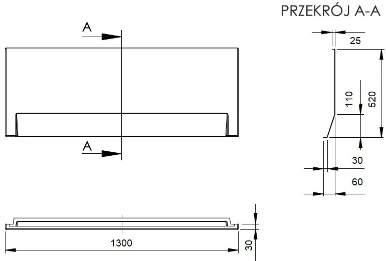 Plazan Modern badpaneel 130x52cm wit glans