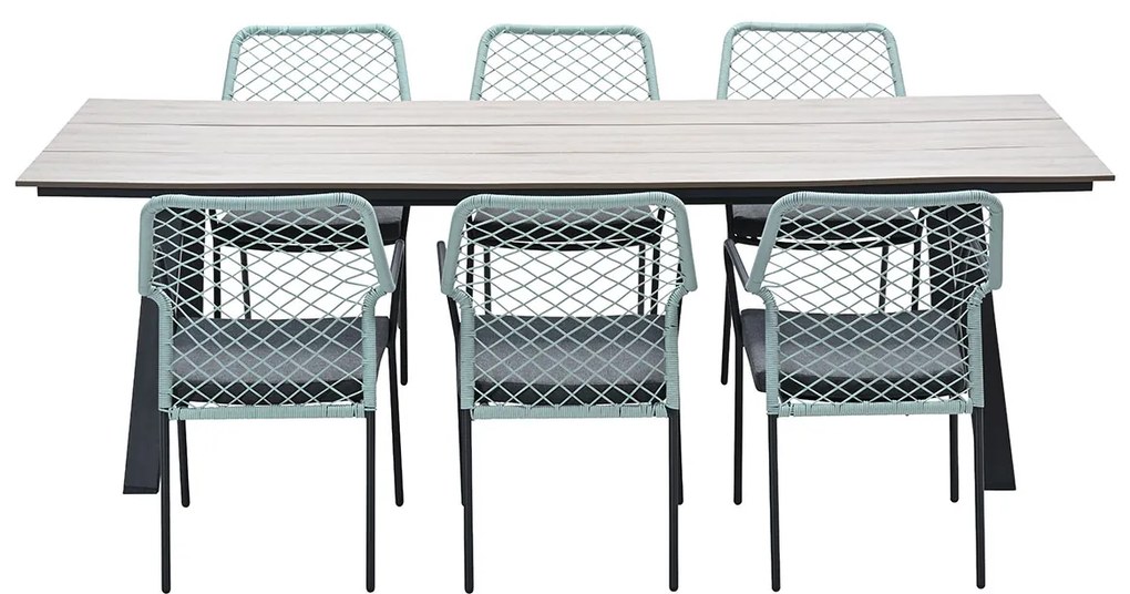 Garden Impressions Ross tuinset 7-delig zacht groen - Braga tuintafel 220x100 cm