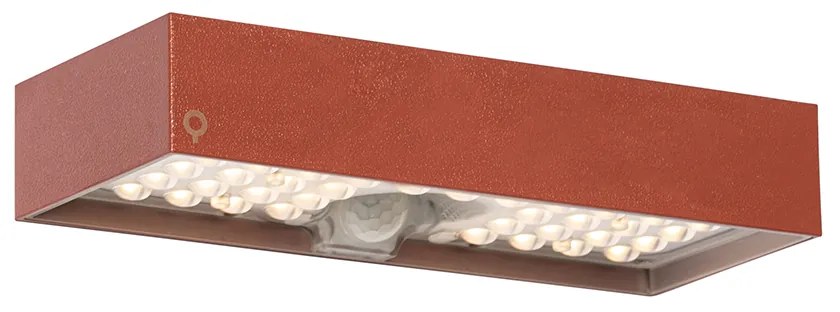 Buiten wandlamp rood met dimlicht en sensor op solar - Kayo