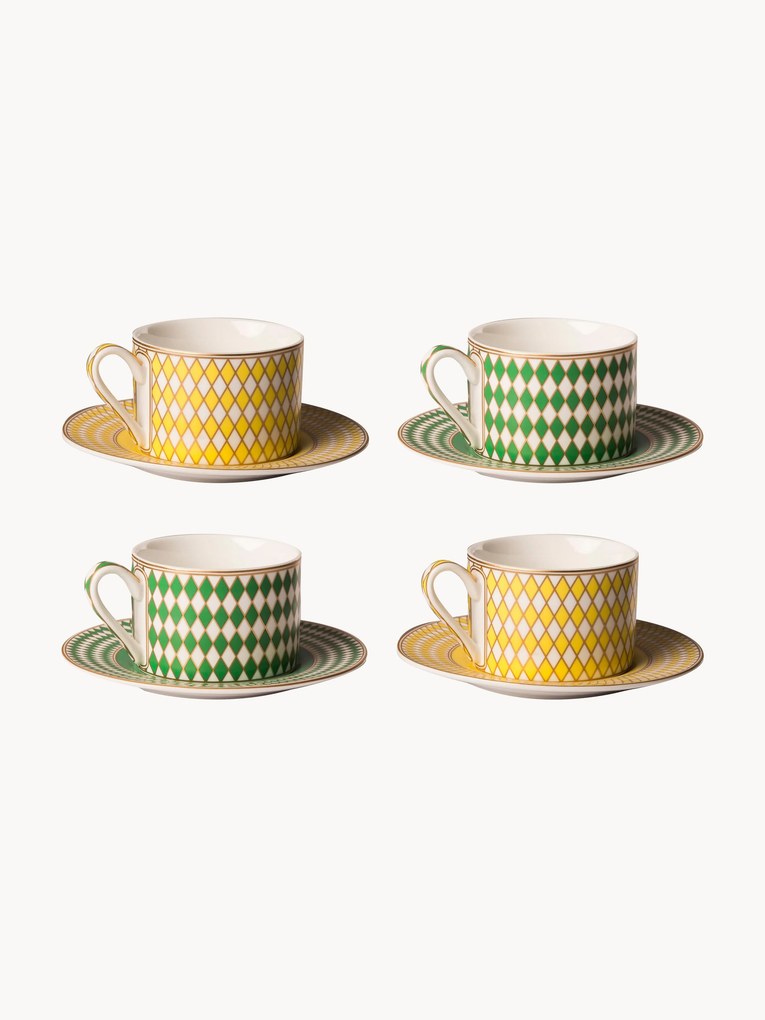 Koffiekopjes Chess met schoteltjes, 4-delig