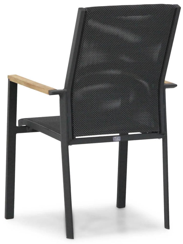 Tuinstoel stapelbaar Aluminium Grijs-antraciet Presto Ricadi met teak arm