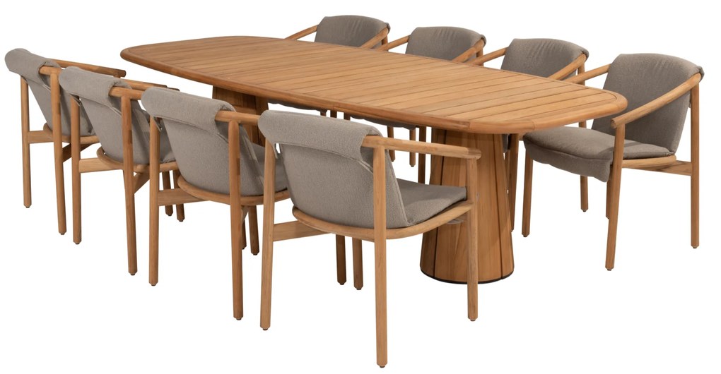 Capri Tess barrel dining tuinset 9 delig 280x110xH75 teak 4 Seasons Outdoor