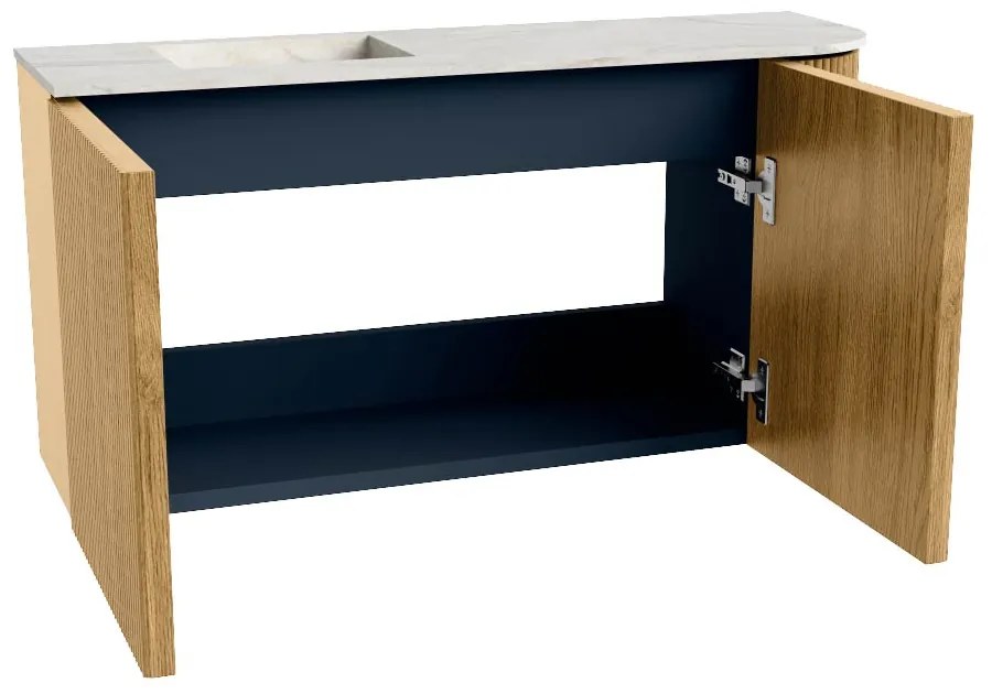 Mondiaz Joya DLux 80cm toiletmeubel ronding rechts oak met wastafel faye links 1 kraangat opalo