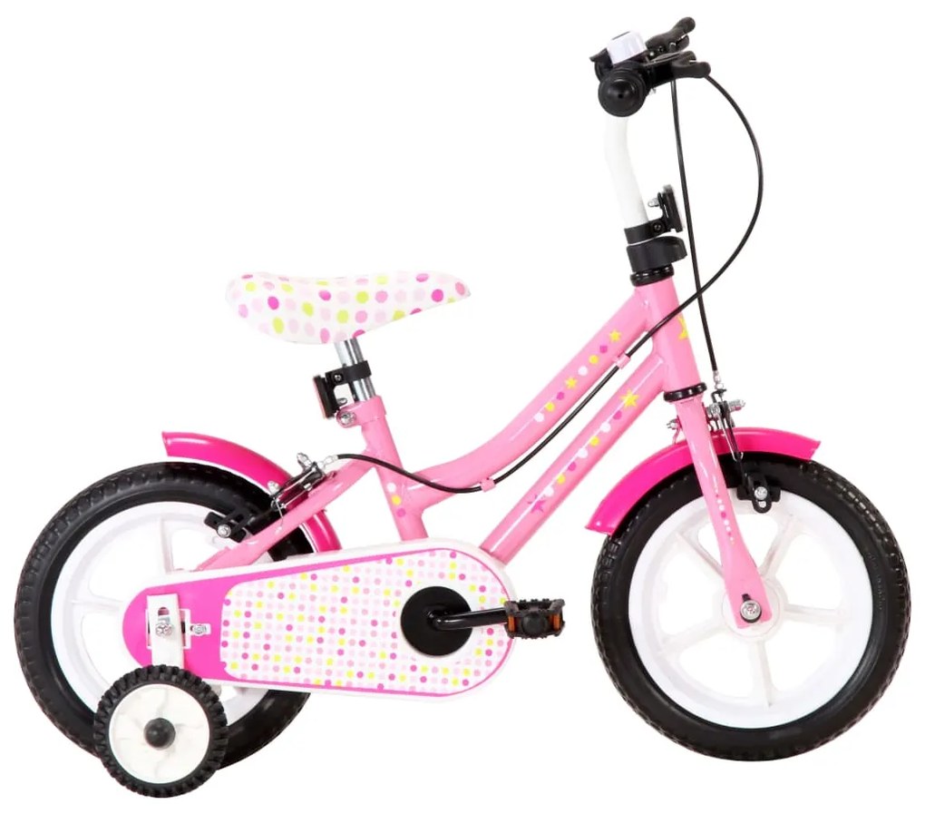 vidaXL Kinderfiets 12 inch wit en roze