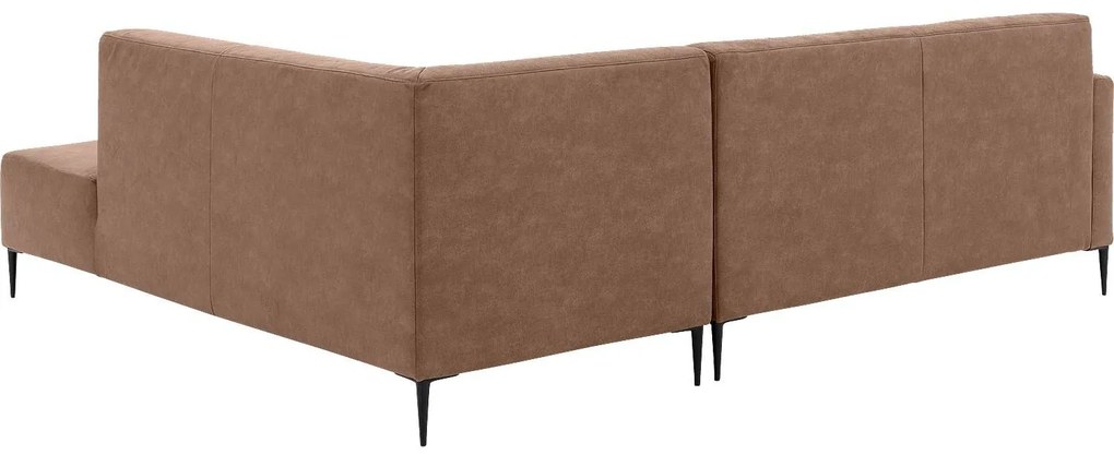 Goossens  Key West bruin, micro leer, 2,5-zits, modern design met ligelement rechts