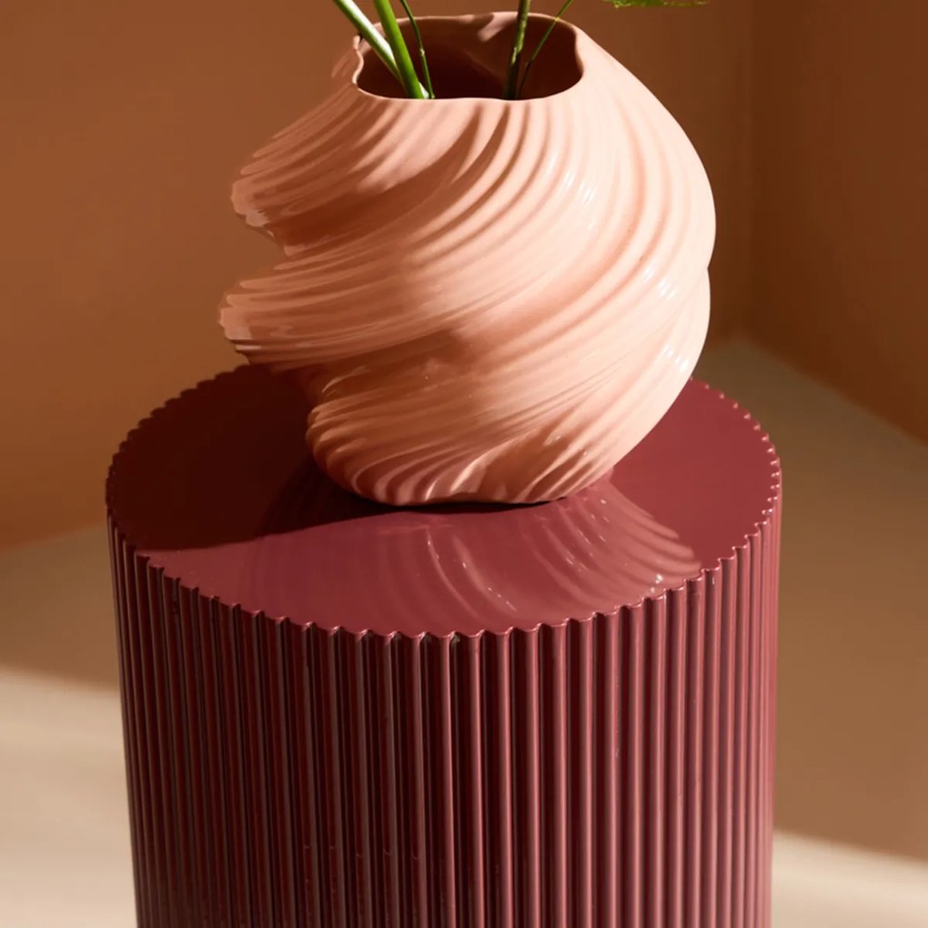 Geribbelde Bijzettafel Bordeux - 31 X 31cm.