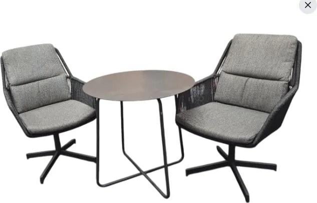 Showroommodel Primavera Dali bistro balkonset 73xH72 cm rond antraciet 4-Seasons Outdoor 3-delig