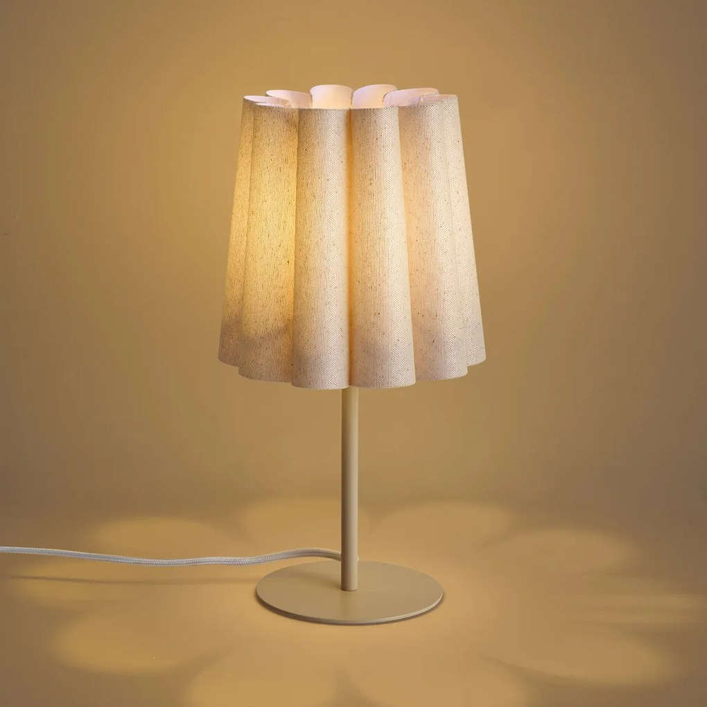 Japandi tafellamp beige met stoffen kap 35cm - Jenni