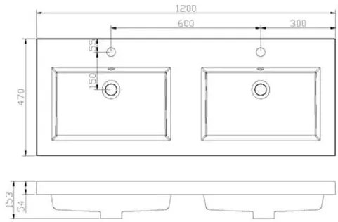 Lambini Designs Como wastafel mineraalmarmer 120cm dubbel met kraangaten wit glans