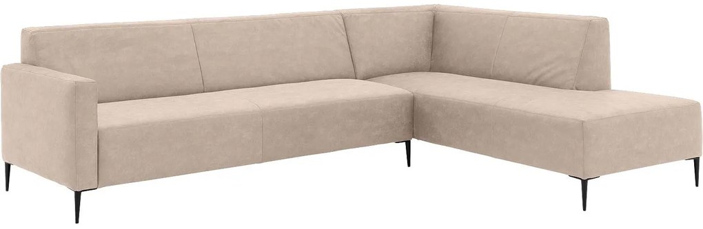 Goossens Bank Key West beige, micro leer, 3-zits, modern design met ligelement rechts