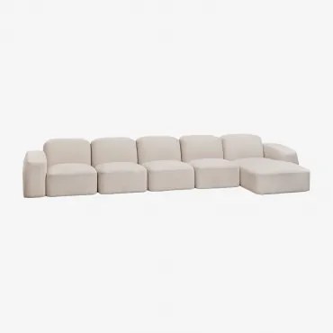 Bastian 5-delige Modulaire Chaise Longuebank Rechts Chenille Dik Wit - Sklum