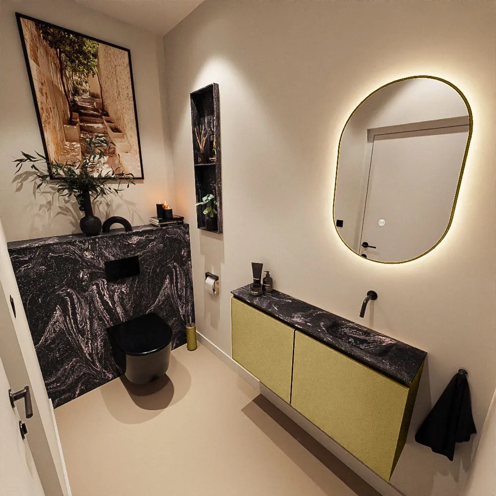 Mondiaz Ture DLux toiletmeubel 100cm oro met wastafel lava rechts zonder kraangat
