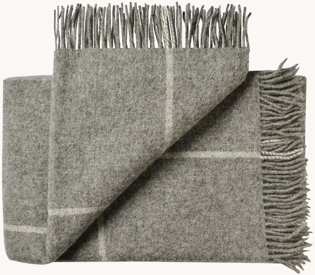 Wollen plaid Mandø met franjes