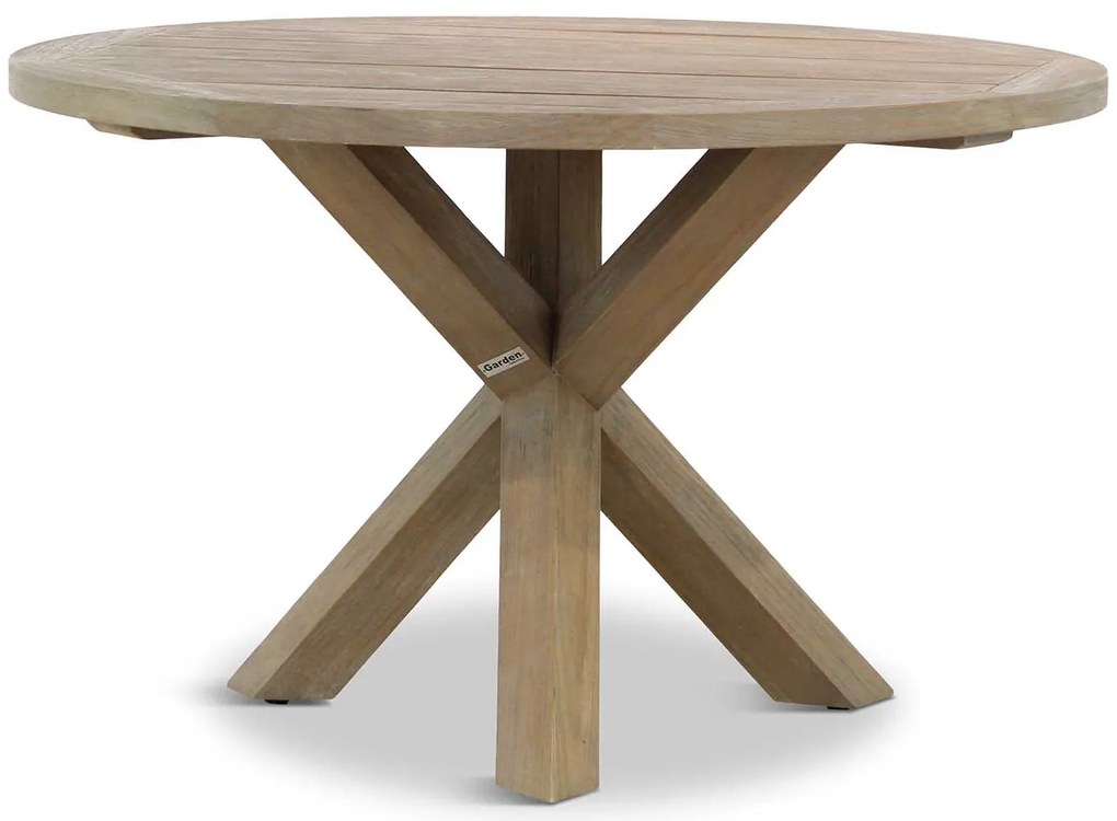 Dining Tuintafel rond 120 cm Teak Old teak greywash Sand City rond