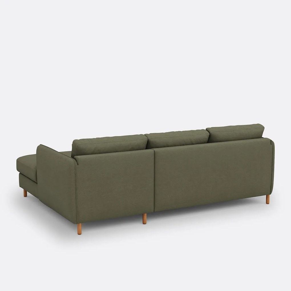 4-zits hoekbank rechts in polyester, LOMÉO