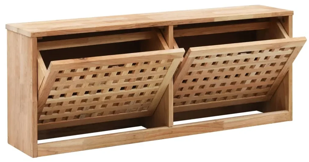 vidaXL Schoenenopbergbank 94x20x38 cm massief walnotenhout