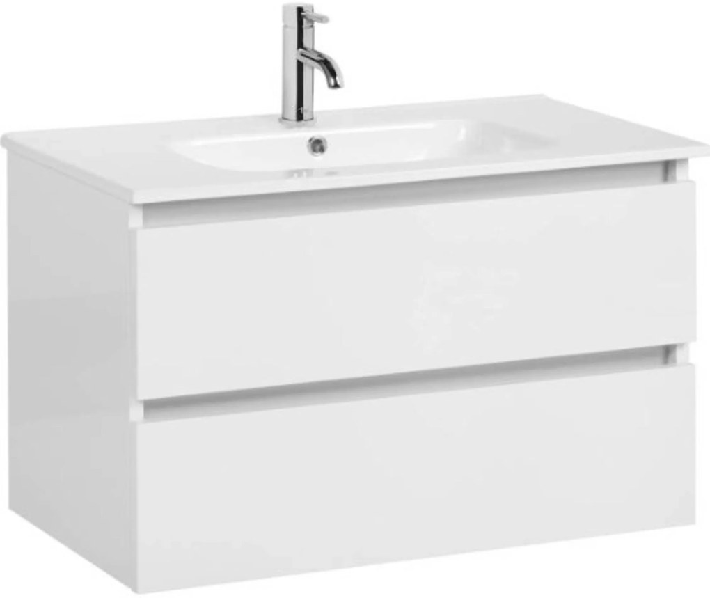 Ben Limara badmeubel incl. keramische wastafel 100x47x52cm glans wit – aluminium greeplijst